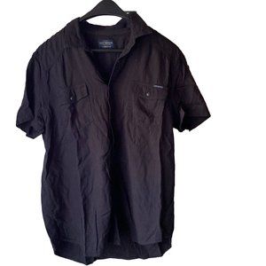 Lucky Brand Button Up Short Sleeve Shirt size XL black